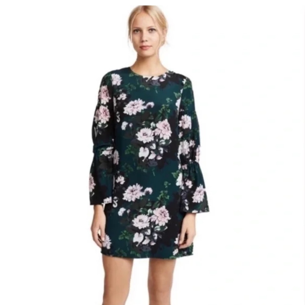 Club Monaco Sanai Silk Green Floral Shift Dress